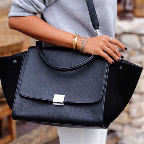 celine trapeze handbag black|celine pouch with strap.